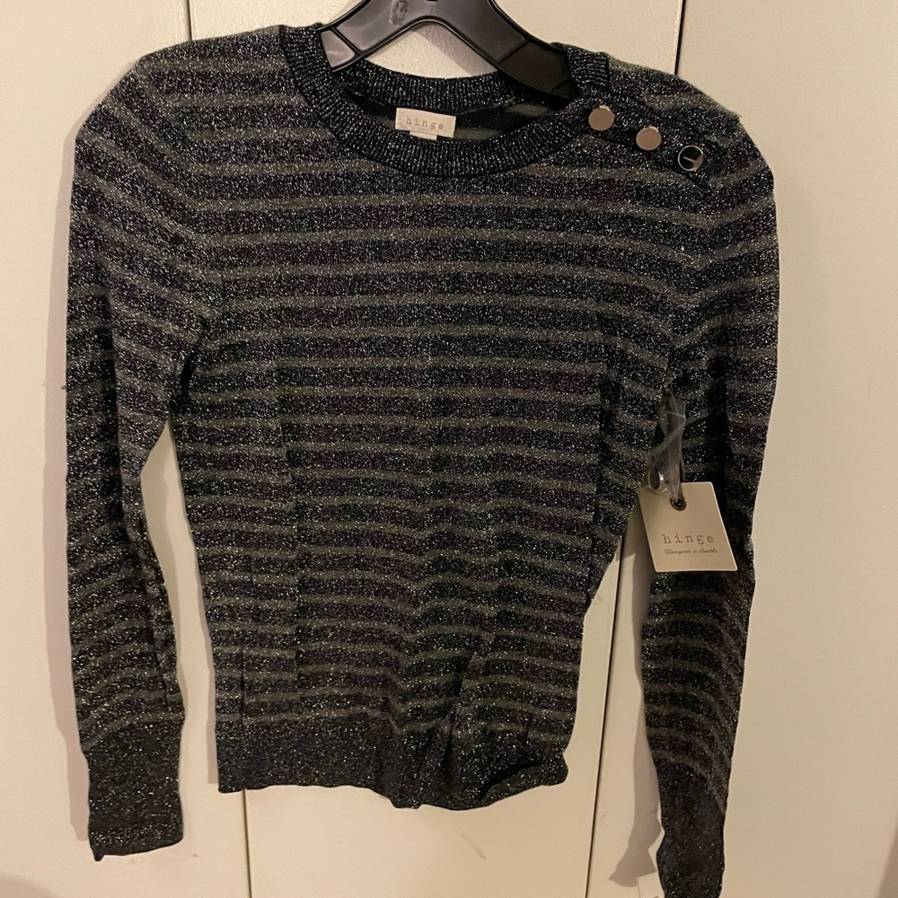 HINGE navy blue and grey sparkly sweater